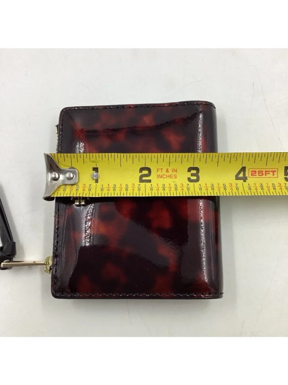 Tory Burch Robinson Mini Wallet Tortoise Patent Leather Bi-Fold Zip Pocket